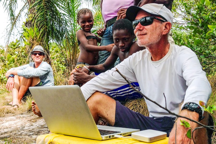 John Seaton Callahan working on location in Sierra Leone, West Africa